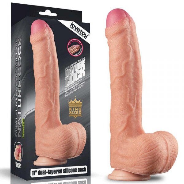 11&quot;&quot; Dual Layer Platinum Silicone Cock