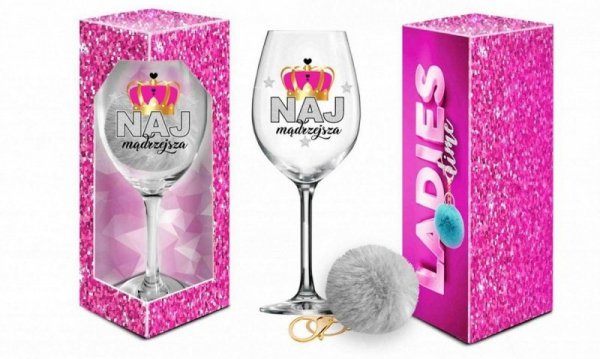 LADIES TIME - kieliszek do wina Signoria 700ml + pompon  - Najmądrzejsza