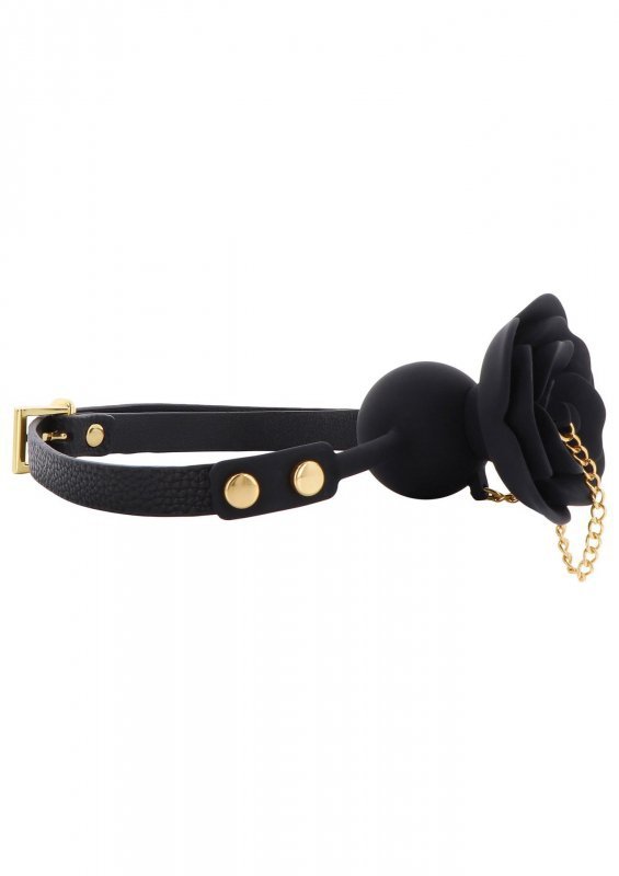 Rose Ball Gag with Plug Black