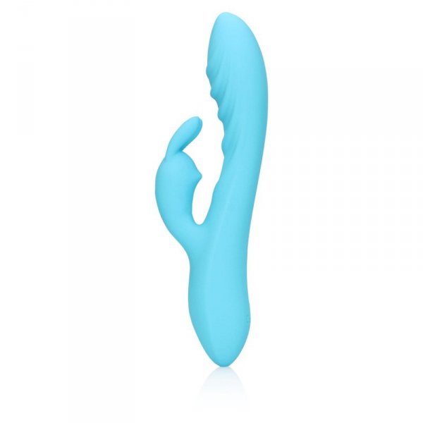 Ribbed Ultra Soft Silicone Rabbit Vibrator - Glacial Blue