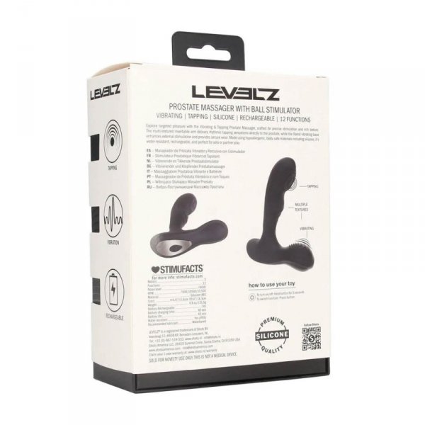 Vibrating and Tapping Silicone Prostate Massager with Ball Stimulator - Black