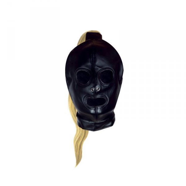 Mask with Blonde Ponytail - Black