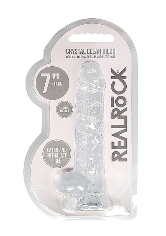 7&quot;&quot; / 18 cm Realistic Dildo With Balls - Transparent