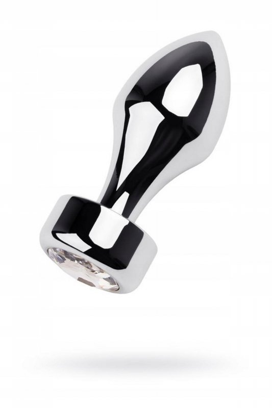 Silver anal plug TOYFA Metal with white round-shaped gem