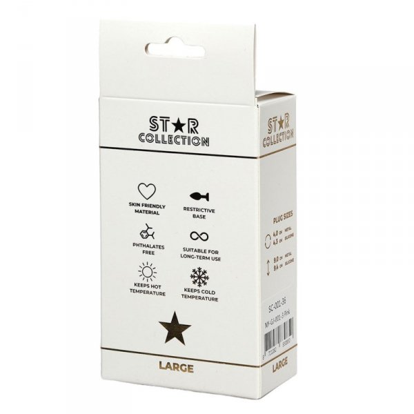 Star Collection - Pink Silicone Anal Plug L - Clear Stone