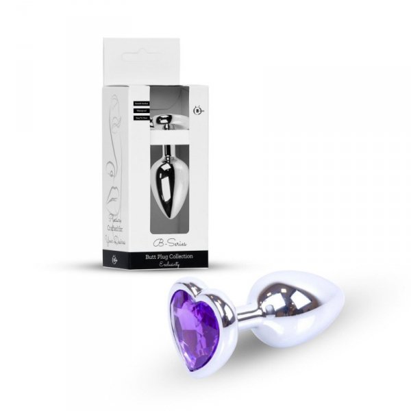 Plug-Jewellery Silver  Heart PLUG- Purple
