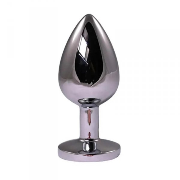 Silver Small Butt Plug with Red Diamond