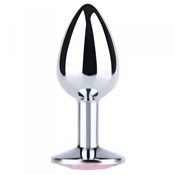 Silver Small Butt Plug with White Diamond