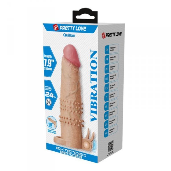 Pretty Love Quillon – 20 cm Vibrating Penis Sleeve Natural