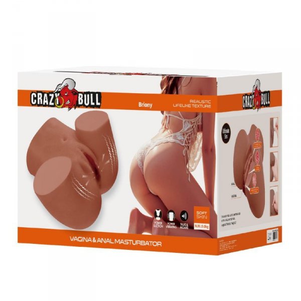 Crazy Bull Briony Realistic Vagina & Anal Masturbator with Vibrations – Brown