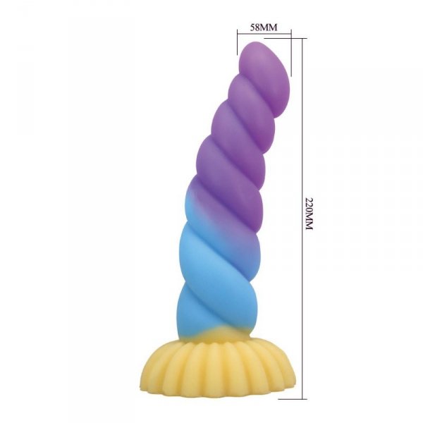 Power Monsters Unicorn – 22 cm Rippled Monster Silicone Dildo
