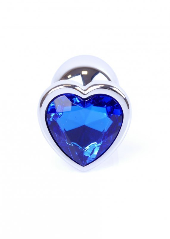 Korek analny metalowy, w ksztalcie serca niebieski kolor