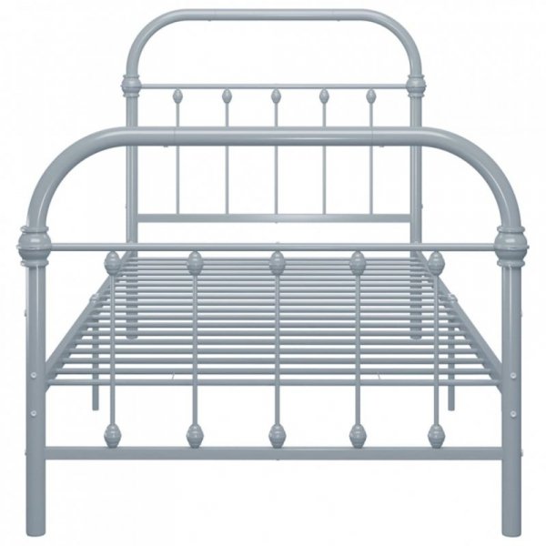 Rama łóżka, szara, metalowa, 90 x 200 cm