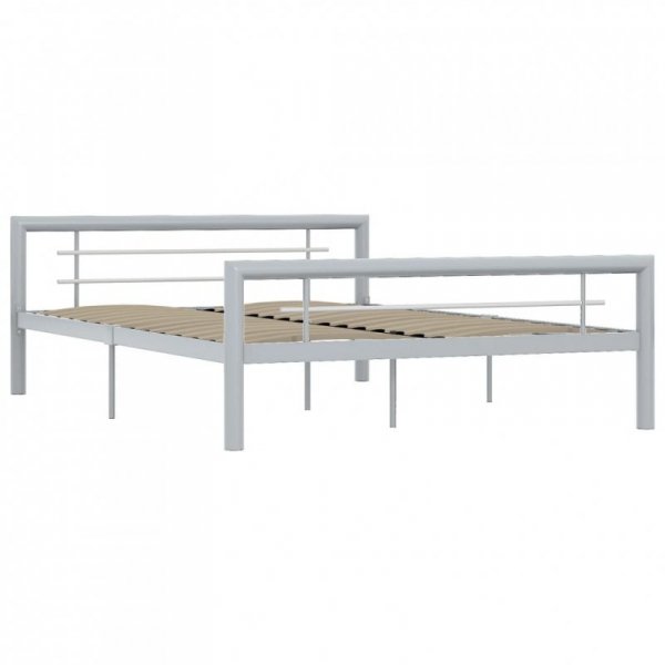Rama łóżka, szaro-biała metalowa, 160 x 200 cm