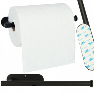 Uchwyt wieszak na papier ręcznik papierowy kuchenny taśma dwustronna mat loft czarny