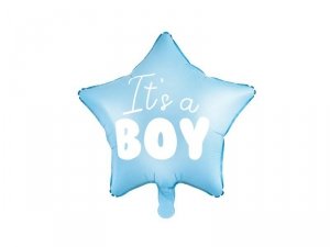 Balon foliowy It's a boy na baby shower gwiazda niebieska 48cm