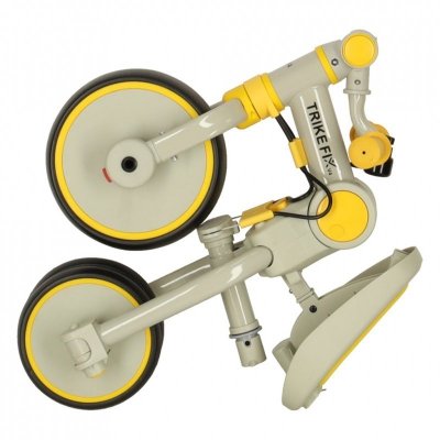 Rowerek trójkołowy TRIKE FIX V4 rower spacerówka rowerek biegowy 6w1 szary żółty