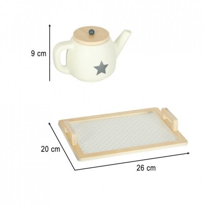 Serwis kawowy drewniany naczynia dla dzieci zestaw kuchenny do herbaty taca filiżanki