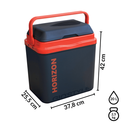 Lodówka turystyczna 20L KAMAI HORIZON, elektryczna 12/230V, kolor antracytowy z czerwonym akcentem