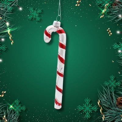 Eleganckie Ozdoby Świąteczne &quot;Laseczka Cukrowa&quot; z Szkła od Kamai Christmas Decoration®