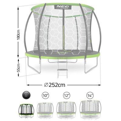 Trampolina ogrodowa profilowana 8ft/252cm z siatką wewnętrzną Neo-Sport