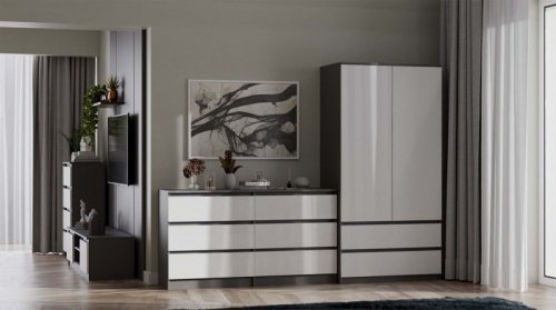 Komoda Malwa M6 140 ANTRACYT / BIAŁY