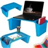 Stolik pod laptopa z organizerem niebieski