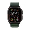Apple Watch Ultra 2 GPS + Cellular, koperta 49 mm z tytanu w kolorze czarnym z opaską Alpine S w kolorze ciemnozielonym
