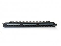 Digitus Patch panel 19 24 porty, kat.5e, U/UTP, 1U, wspornik kablowy, czarny (kompletny)