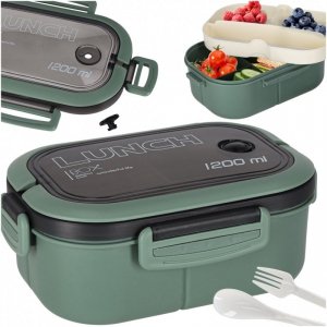 Lunch box śniadaniówka pudełko śniadaniowe z przegródkami dzielone 1200ml zielone