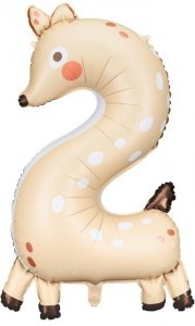 Balon foliowy urodzinowy cyfra 2 - Sarenka 50x88 cm