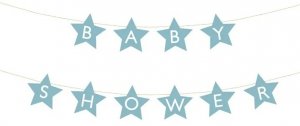 Baner napis na baby shower gwiazdki jasnoniebieskie 290cm x 16,5cm