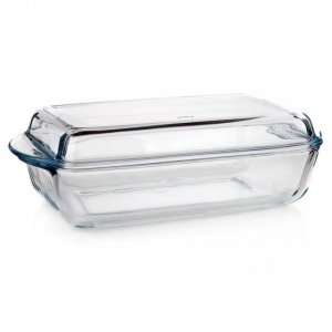BRYTFANNA SZKLANA ŻAROODPORNA 4,1L Z POKRYWĄ NACZYNIE ŻAROODPORNE