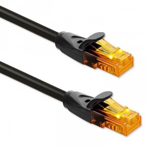 Kabel patchcord UTP | kat.6 | 2 x RJ-45 | High speed 1Gb/s |     Pozłacane styki | 15m | Czarny