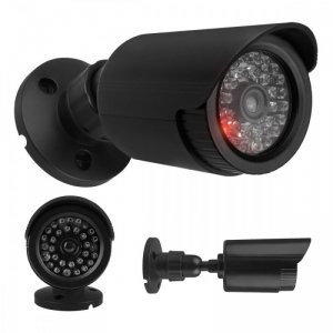 Atrapa kamery tubowej diody IR LED, IR1800 B czarna, zasilanie 2xAA, ABS