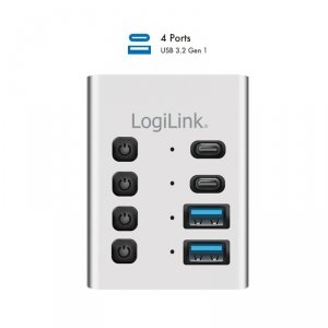 Hub 4xUSB3.2 Gen1 z przełącznikiem on/off