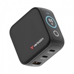 Ładowarka Mini GaN 65W TFT 2xUSB-C 1xUSB-A  EU/UK/USA 30238