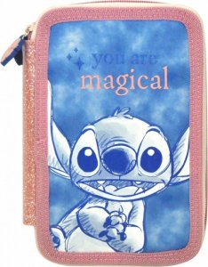 Kids Euroswan Piórnik dwukomorowy Stitch z wyposażeniem