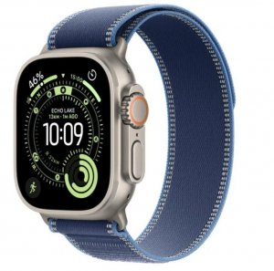 Apple Watch Ultra 3 GPS + Cellular, koperta 49 mm z tytanu w kolorze naturalnym, opaska Trail w kolorze niebieskim/jaskrawoniebi