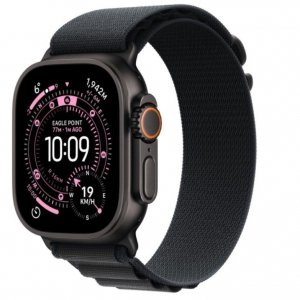 Apple Watch Ultra 3 GPS + Cellular, koperta 49 mm z tytanu w kolorze czarnym, opaska Alpine w kolorze czarnym - rozmiar S