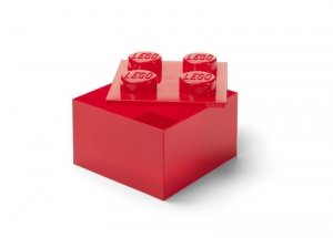 LEGO(R) pojemnik klocek czwórka transparentny czerw.