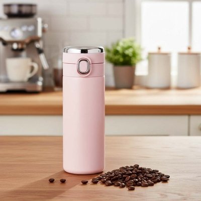 Kubek termiczny z ustnikiem termos LED 420ml róż