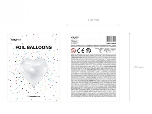 Balon foliowy Serce białe 45cm