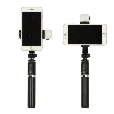 Kijek do selfie lampka LED statyw tripod czarny