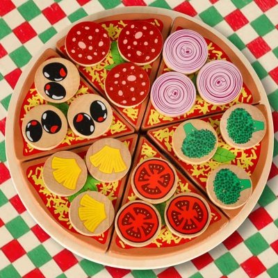 Pizza drewniany zestaw do zabawy z akcesoriami 20cm