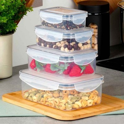 ZESTAW 4 POJEMNIKÓW NA ŻYWNOŚĆ Z POKRYWAMI I USZCZELKAMI 229244