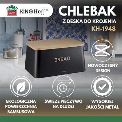 CHLEBAK STALOWY Z DESKĄ DO KROJENIA KINGHOFF KH-1948