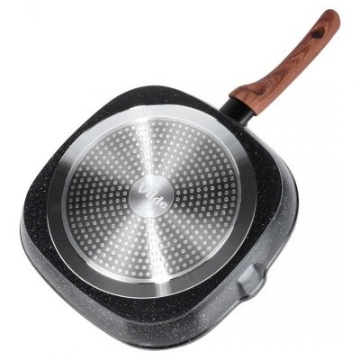 PATELNIA GRANITOWA GRILLOWA 28x28cm BLACK&WOOD 199056