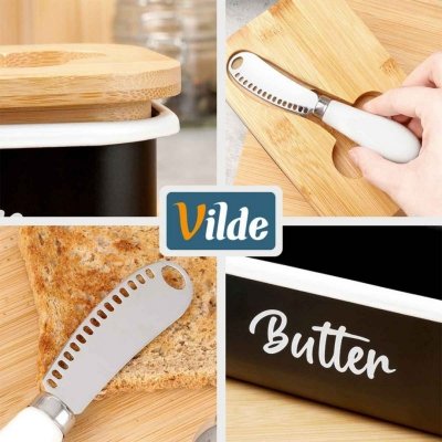 MASELNICZKA MASELNICA METALOWA Z NOŻYKIEM BIAŁA 139516