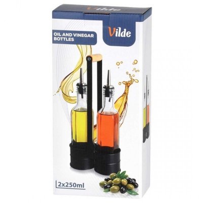 BUTELKI SZKLANE DO OLIWY OCTU 2x 250ml W STOJAKU 229274